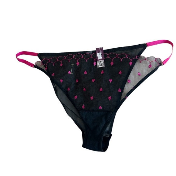 Adore Me Black With Pink hearts‎ sexy plus size thong panty size 3x. - Picture 1 of 2